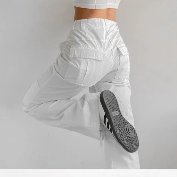 Free People White Wide-Leg Cargo Pants - Picture 3 of 15